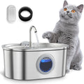 Cat Water Fountain Stainless Steel with Water Level Window 108oz/3.2L Cat Fountain Automatic Pet Water Fountain Pet Dispenser