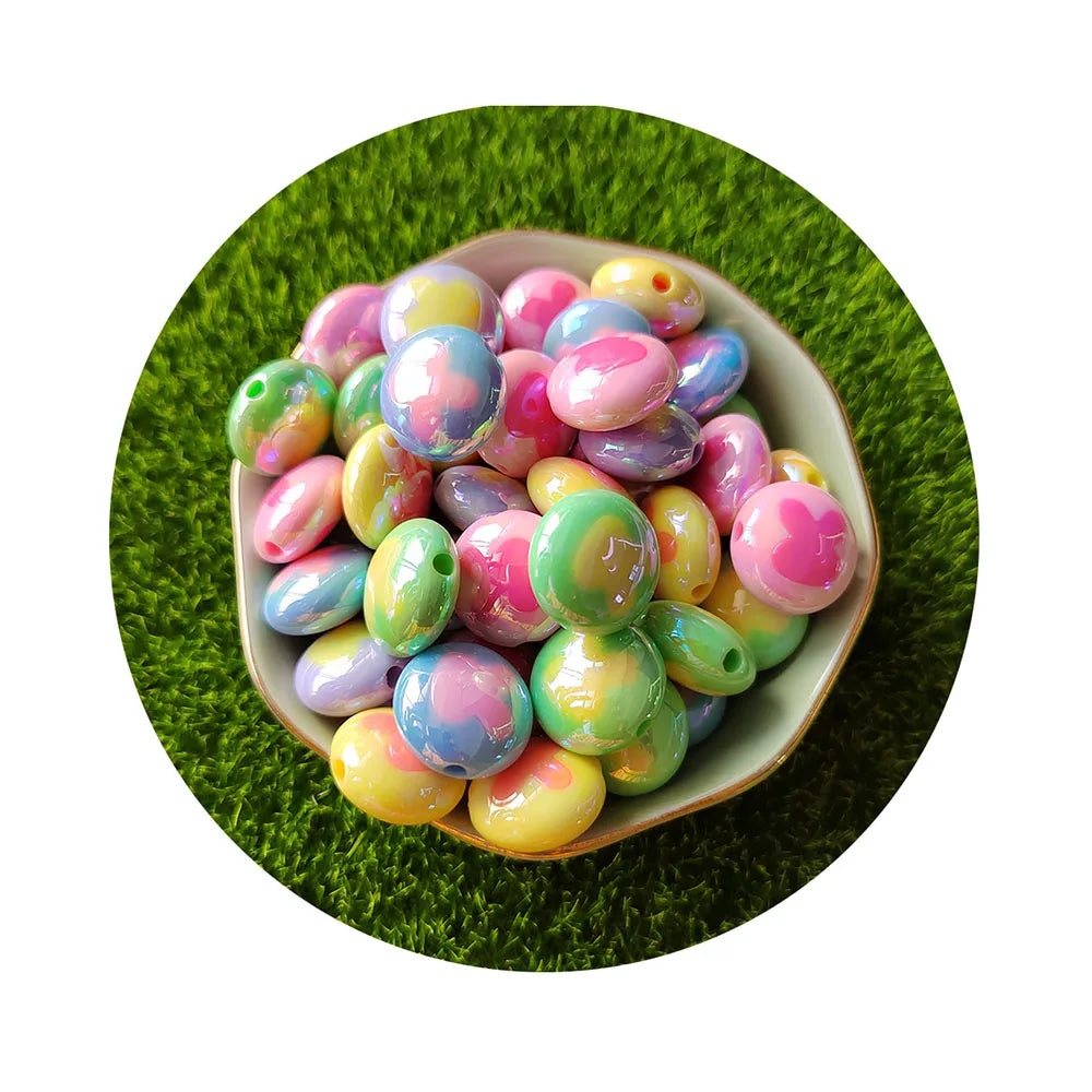 Multi Color Cute Bear Butterfly Heart Flower UV Plated Beads Acrylic for DIY Jewelry Making