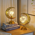 New Eid Mubarak  Decor Islamic Gift Metal Crafts Ramadan Decorations Led Battery Light Moon Star Table Ramadan Kreem Lamps
