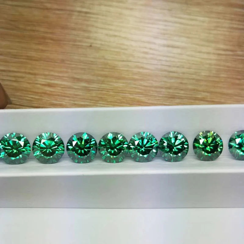 2024 Wholesale 1ct Lab-Grown Loose Moissanite Diamond Best-Selling 10mm Green Original Color Round for Jewelry Making