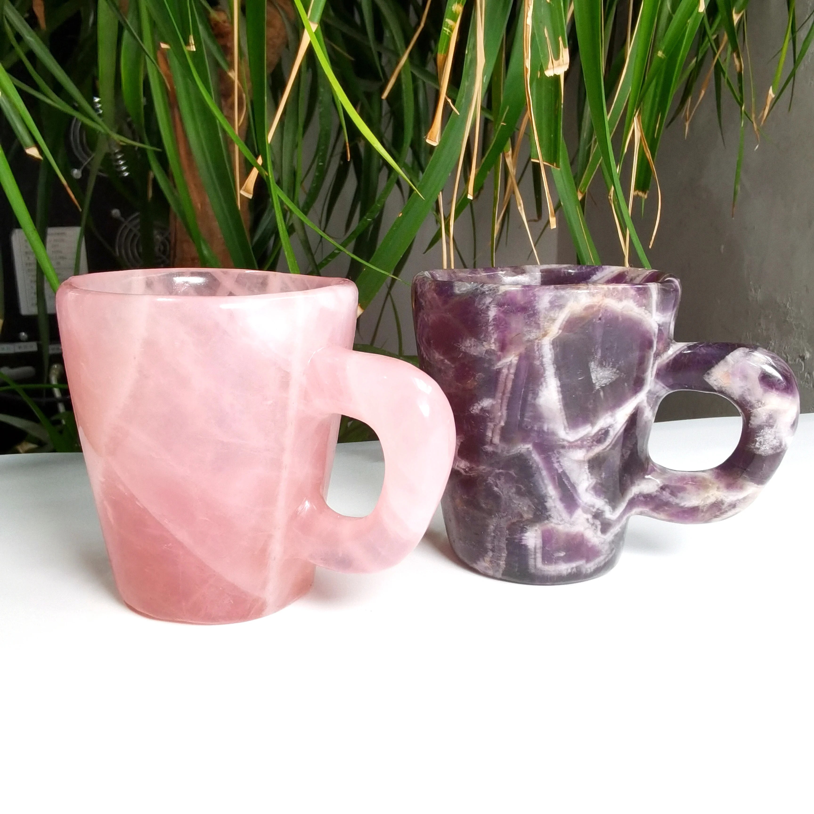 Crystal Cup With Handle Wholesale Natural Crystals Healing Gemstones Rose Quartz Crystal Cups