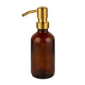 Longan Refillable 250 ml 8oz Amber Foaming Soap Pump Glass Bottle With Black Metal Pump Hand Wash Bottle