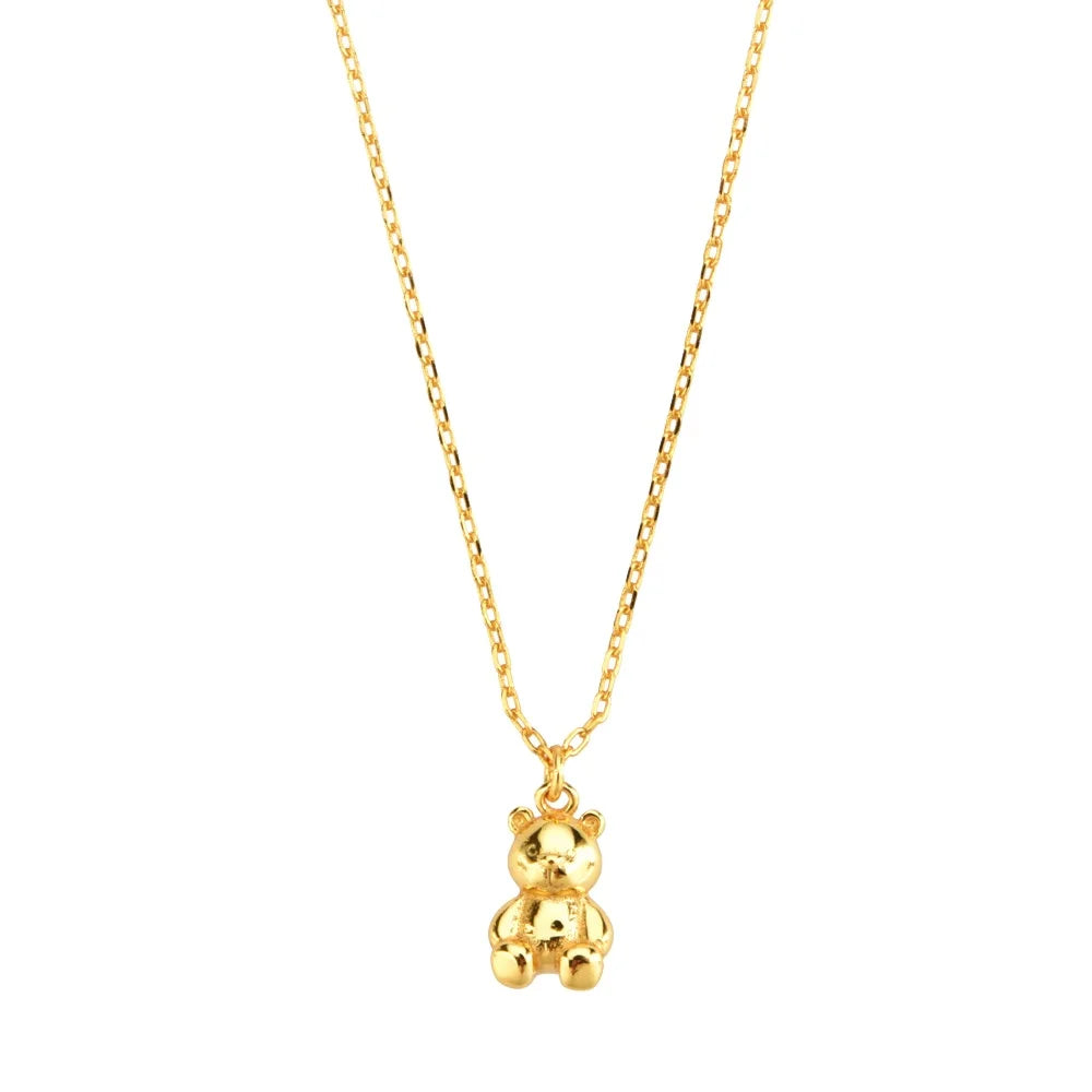 FUAMAY Sterling Silver Plata Animal Anime Bear Pendant Choker Necklace Woman Gummy Bear Chain Necklaces