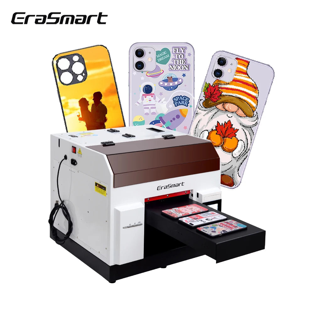 For Erasmart Factory Direct A4 Inkjet UV Phone Case Printer Digital Uv Printing Machine for Bottles Flatbed Printer for Flex
