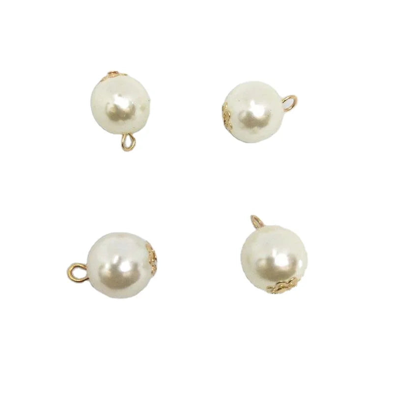 Handmade Plastic Buckle Jewelry Imation Pearls Cheap Beige Pendant Faux Beads Round ABS Loose Pearls With Gold Silver Hook Ring