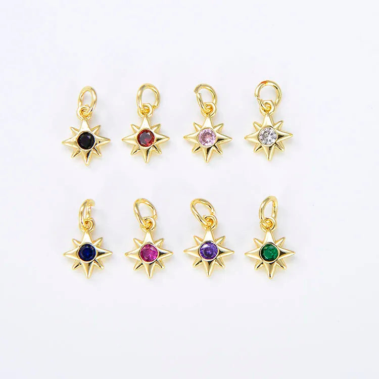 CZ8258 Tiny Minimal Mini 18K Gold Plated CZ Cubic Zirconia Micro Pave North Star Charm Pendant for Jewelry Making