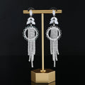 Fashion Elegant Socialite Style Chandelier Earrings CZ Zircon Long Dangler Bridal Wedding Prom Jewelry Tassel Earrings