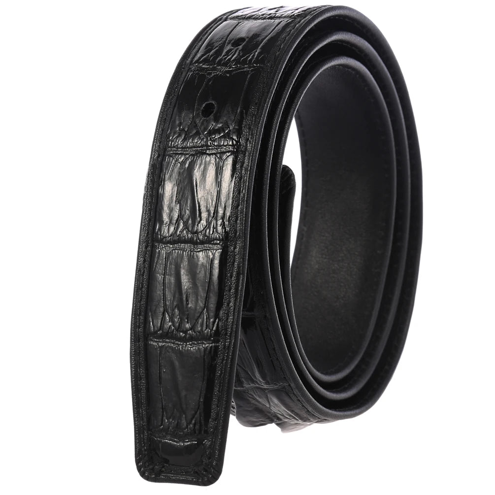 LY34-3668  Crocodile Pattern Leather Cowhide Belt with Hole Spot Wholesale