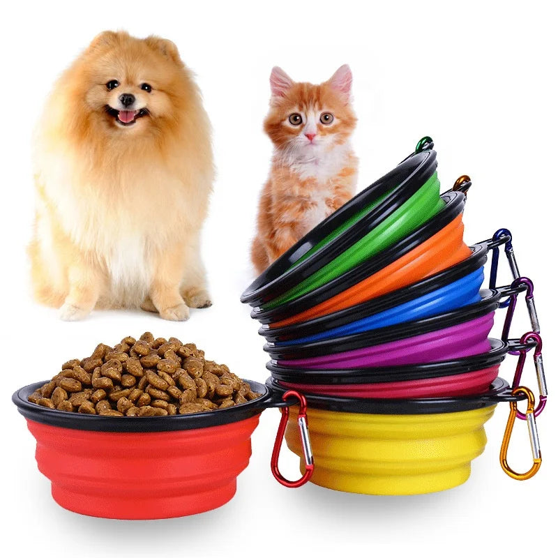 PEASTC Low MOQ Pet Dog Folding Silicone Travel Bowl  Portable Collapsible Folding Dog Bowl for Dog Cat Food Water Feeding