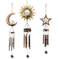 Outdoor Waterproof Metal Hollow Led Sun Moon Star Pendant Solar Wind Bell Light for Gardencourtyardcorridor