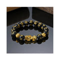 Chinese Feng Shui Pi Xiu Obsidian Wristband Gold Wealth and Good Luck Bracelet Pulsera Obsidian Crystal Beads Bracelet for Men