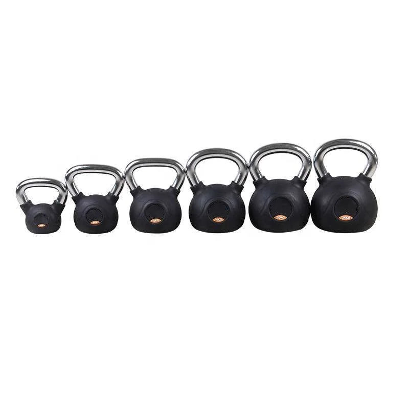Rubber Coated Colorful Deluxe Chromed Kettlebell Custom Logo CPU Kettlebell