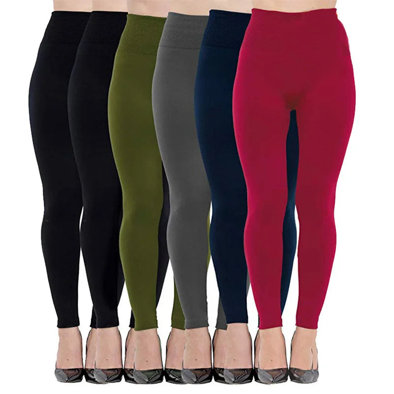 Women's Fleece Lined High Waisted Seamless Leggings Tummy Control Winter Warm Solid Color Form Fitting Workout Pants