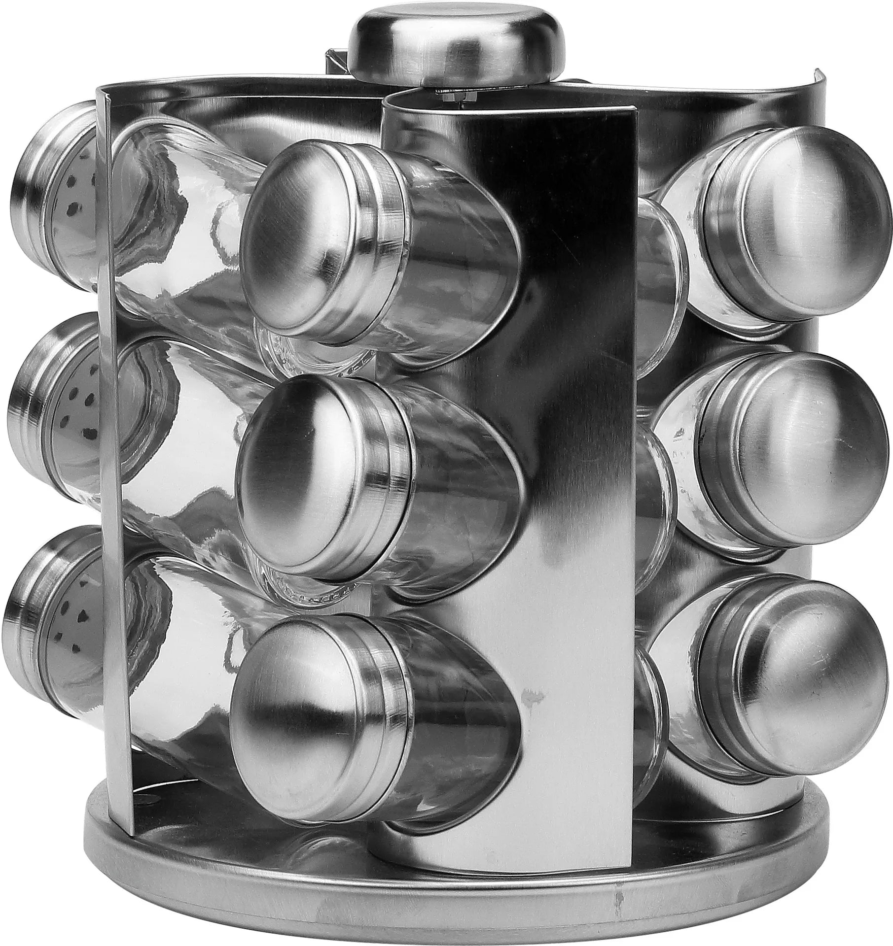 Factory Wholesale Home Kitchen Spice Jars 12pcs/set & 16pcs/set Glass with Stainless Steel Pepper Seasoning Rack Metal Material