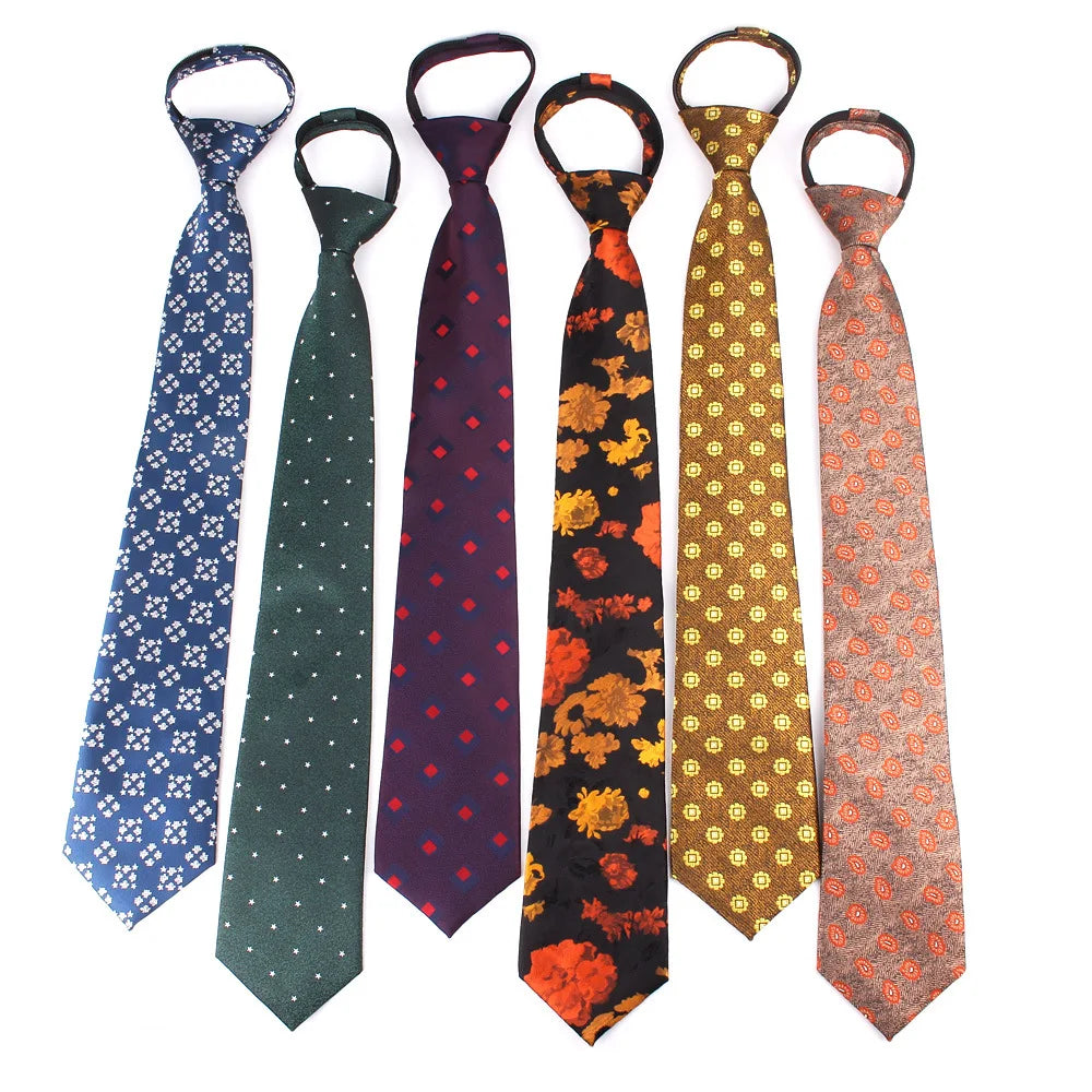 Mens Necktie Luxury Design Pre-tied Zipper Ties for Men Skinny Floral Custom Tie Casual Suits Lazy Neckwear for Business Wedding