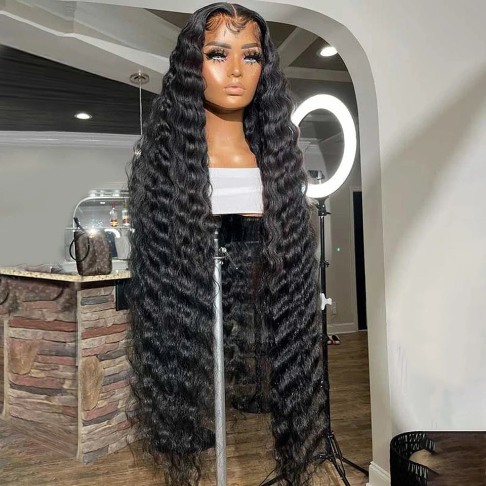 Raw Peruvian Human Hair Lace Front Wigs Natural Water Wave HD Glueless Lace Rmey Human Hair Deep Wave Wig for Women Wholesale