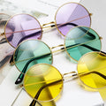 Round 60's Style Hipster Sunglasses for Women Pink Purple Blue Lens Colors Metal Black Frame PC AC Lenses UV Optical Laser Logo