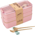 3 Layer Wheat Straw Bento Box With Spoon Fork Microwave Japanese Lunch Box for Adults Kids