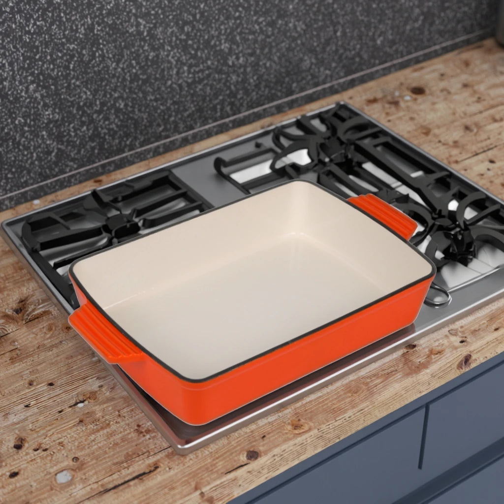 Quality Cast Iron Colourful Baking Tray Enamelled Pans and Grill Pan Grill Rack Cookware Plates and Grill Pan