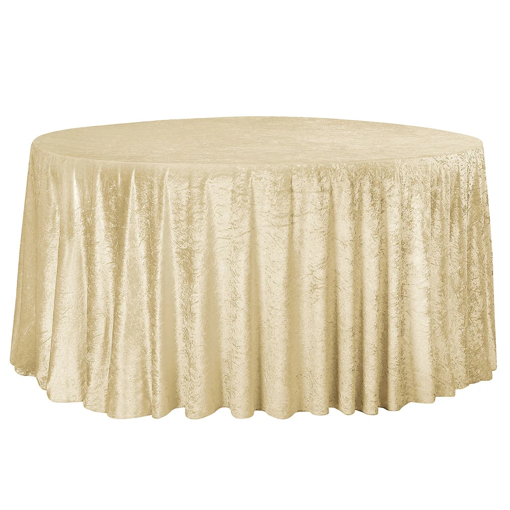 Luxury Heavy Crushed Velvet 132 Inch Round Tablecloth Champagne Velvet Wedding Table Cloth