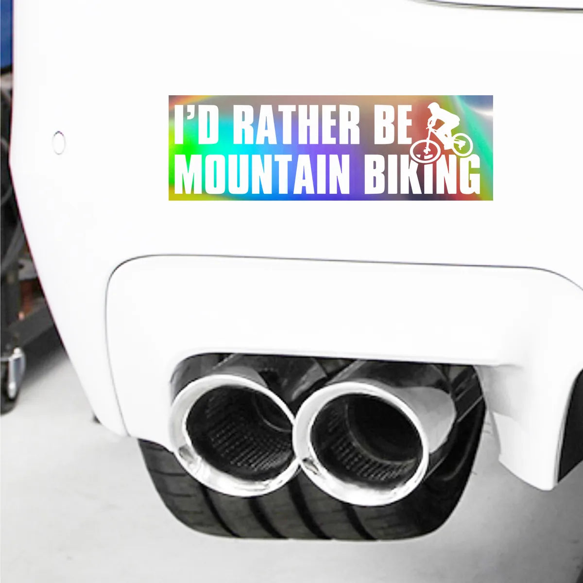 I'D Rather Be Mountain Biking Car Laser Sticker Vinyl Decal Car Truck Bumper Window Laptop Sticker Decor