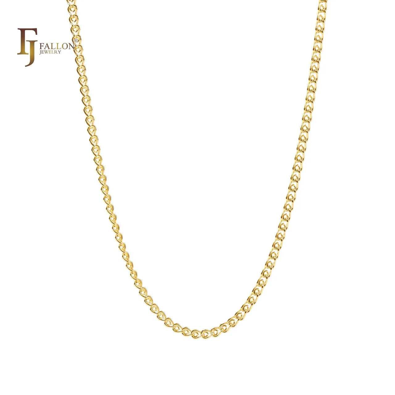 2.8mm+ 14K Yellow Gold FJ Fallon Fashion Jewelry Weaving love Cable Link Jdg Chains Brass Based