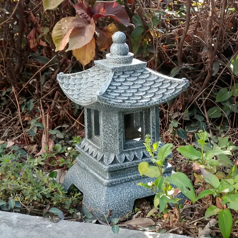 Decors GardenStatues Zen Asian Outdoor Statues Japanese Pagoda Balcony Patio Porch Yard Art Ornament Decoration 14 Inches
