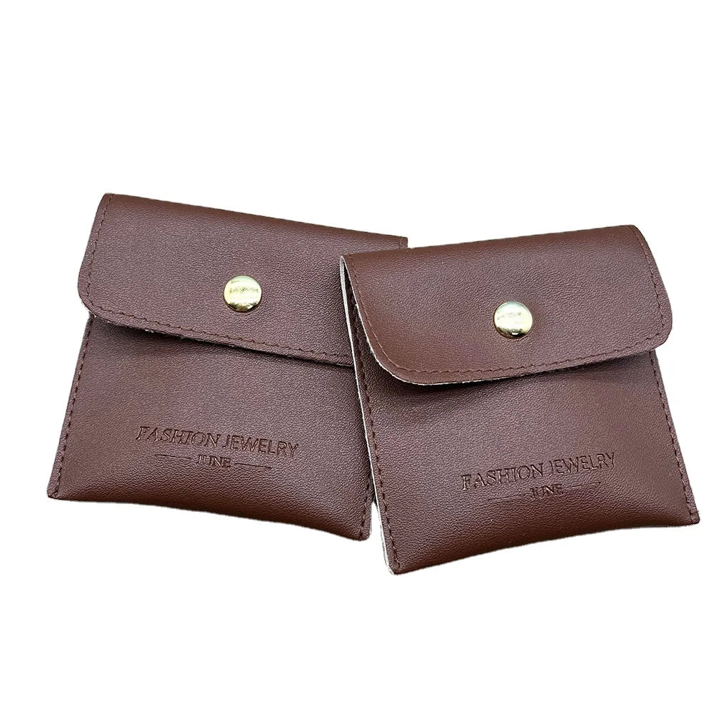 Custom Brown Leather Gift Pouches and Box  Leather Jewelry Bags with Logo Custom