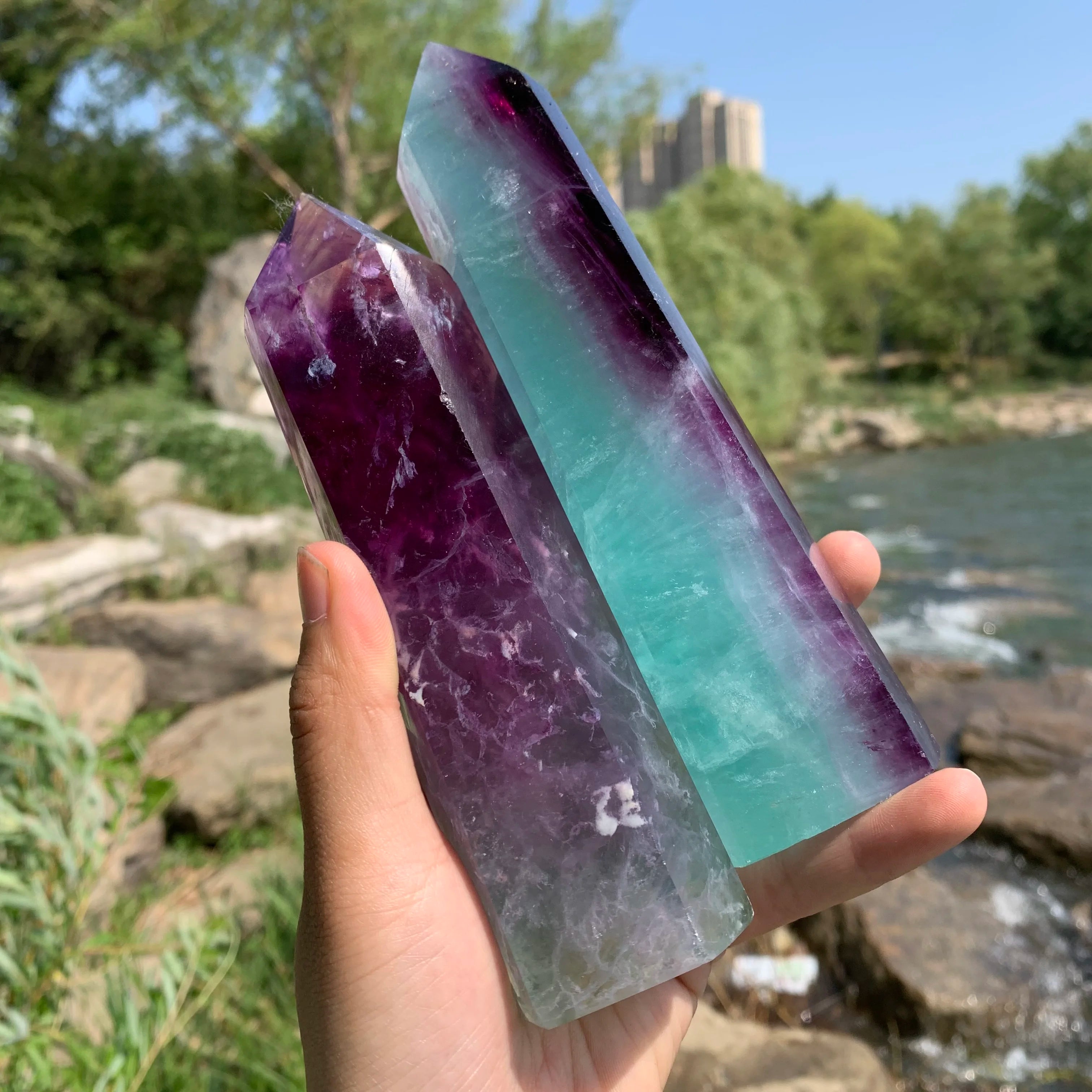 Natural Watermelon Fluorite Tower Crystal Point/wand Healing Gemstones Crystals Healing Stones As Gift for Feng Shui