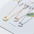 100% 925 Solid Sterling Silver Jewelry Hollow Heart Pendant Necklaces for Women Wholesale