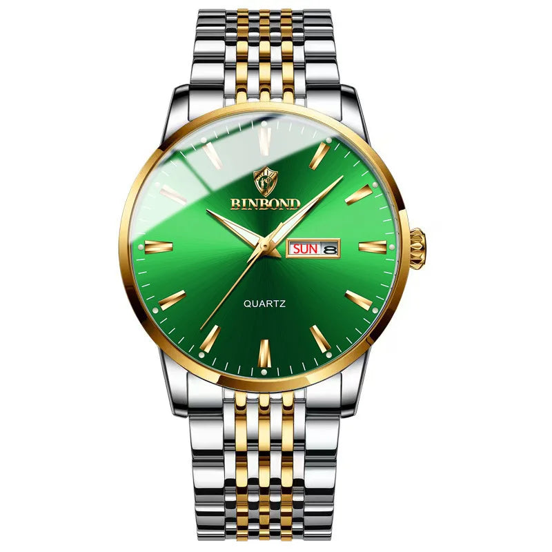 BINBOND 9222 Men's Watch Fashion Luxury Waterproof Watch for Men with Luminous Hands Calendar Casual Business Male Wristwatch