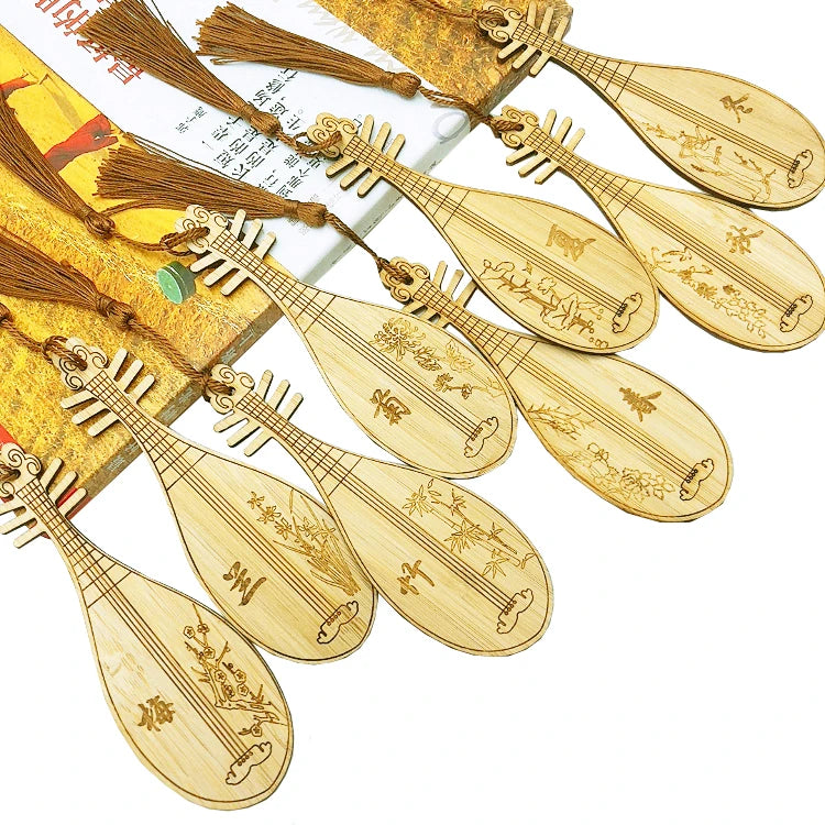 Custom Carved Bamboo Gift Student Bookmark Handmade Eco-Friendly Crafts Love Style Tassels QYBAMBOO Brand Custom Logo