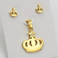 Stainless Steel Jewelry Set Gold Plated Crown Zircon Jewelry Trendy Women Earrings and Pendant Statement Crystal Jewelry