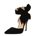 European & American Style Professional Pointed High Heel Big Stiletto Suede Latin Salsa Dance Shoes for Women Plus Size 43