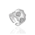 Fashion White Zircon Ring 925 Sterling Silver 925 Jewellery Clover Design Wide Adjustable Silver Ring for Woman
