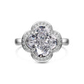 Dylam Charm Jewelry 925 Sterling Silver Rhodium Plated Eternity Band Blossom Flower Four-Leaf Clover Zirconia Women Rings