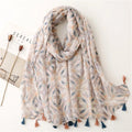 Bohemian-inspired Print Pattern Cotton Feeling Scarves With Tassels Malaysia Indonesia Summer Outer Shawls for Women Voile Scarf