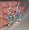 Ilona 14K Gold Plated Copper Statement Chandelier Earrings Turquoise Pink Opal Zircon Drop Dangle Earrings for Women wedding
