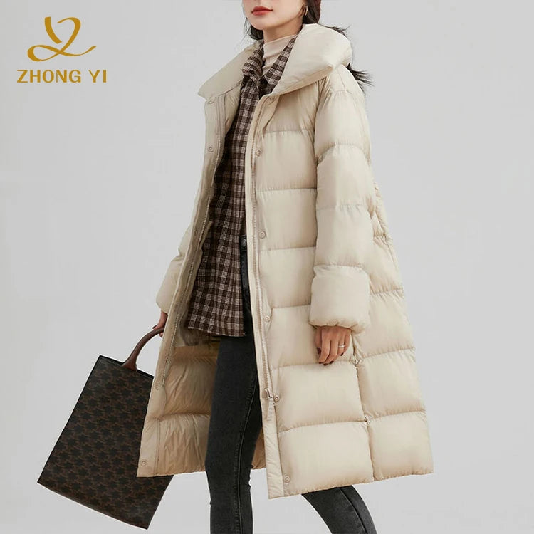 Winter Women's Down Jackets Ultra Light Warm Casual Coat Female Puffer Jacket Plus Size Hooded Overcoat Women's Down Jacket