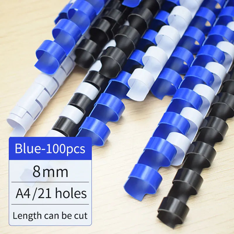 8mm Blue 5/16" 21 Rings Plastic Consumables Accessories A3A4 Paper Notebook 21-hole Comb Binding Apron