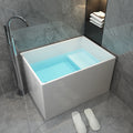 Small Freestanding Rectangle Acrylic Bathtub Soaking Tub with Drainer Modern Design for Hotel Use