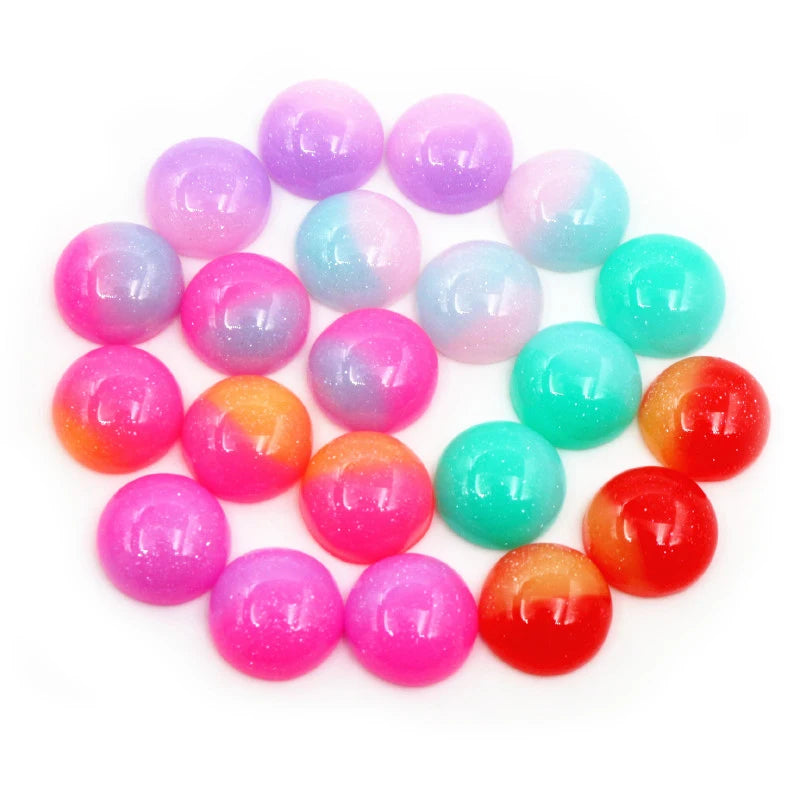 40pcs/lot 12mm Mix Colorful Candy Color Crystal Jelly Series Flat Back Resin Cabochons Cameo Dome DIY Jewelry Earrings Findings