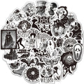 50Pcs Black and White Punk Style Gothic Graffiti Decorative Stickers for Bottle Laptop Vinyl Skull Sticker
