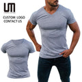 Custom Logo Summer Men's T-Shirts - Slim Fit V Neck Short Sleeve Casual Top Tees Breathable Streetwear Basic Tops