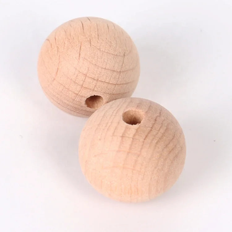 Factory Wholesale 25 mm Natural Wooden Beads Environmental Protection Decor Beech Round Wooden Beads