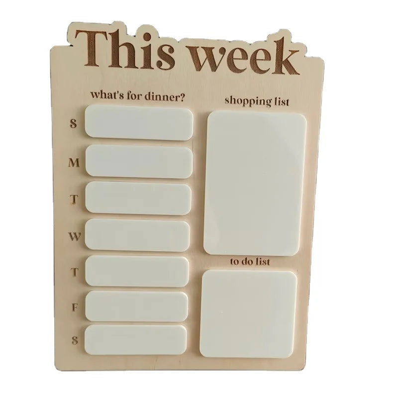 Custom Laser Engraved Dry Erase Whiteboard to Do List Weekly Meal Planner Wooden with Magnets