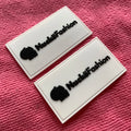 Wholesale Sewing Channel Edge PVC Rubber Patch2mm Thickness White Base Silicone Rubber Label for Hoodies