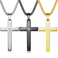 Vintage Punk Gothic Style Stainless Steel Pendant Cross Chain Necklace for Men Religious Prayer Jesus Jewelry