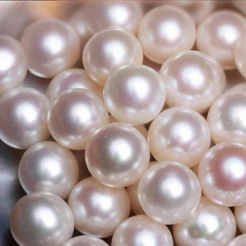 2-10mm Cultured Freshwater Pearl Almost Flawless Half Drilled Round Pearls for Necklace Earring Bracelet