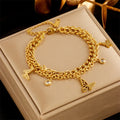 Nabest Gold Plated Stainless Steel Butterfly Pendant Bracelets Waterproof Jewelry Women Layers Rhinestone Bracelet